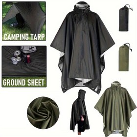 Resim 1/2 adet Açık Hava Çok Fonksiyonlu 3'ü 1 Arada Yağmurluk, Kanopi, Yürüyüş ve Kamp Poncho - Taşınabilir PU Pelerin, Ayarlanabilir Kapüşonlu, Hafif ve Dayanıklı, Yürüyüş, Kamp ve Açık Hava Maceraları için, Yürüyüş Ekipmanı, Çok Yönlü Yağmurluk, Yüksek Kaliteli Kumaş 