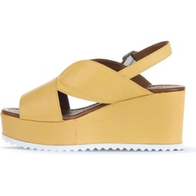 Resim Bueno Shoes Sarı Deri Kadın Dolgu Topuklu Sandalet 01WA5600 01WA5600 