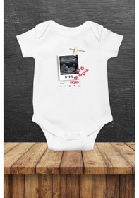 Resim Tbt Özel Tasarım Bebek Zıbın Pamuklu Çıtçıtlı Body Beyaz 