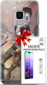 Resim Samsung Galaxy S9 Kılıf Orijinal Seri Pubg 07 Kravatlı Karakter Desenli Kılıf + Ön Ekran Koruyucu 