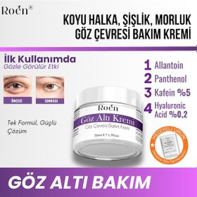 Resim Roen Göz Altı Morluk Kremi Kafein %5 Hyaluronic Acid %0,2 Koyu Halka Şişlik ve Bakım Kremi 50 ML 