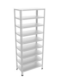 Resim Raf Burada 9 Katlı Galvaniz Çelik Raf - Depo, Arşiv, Kiler, Dosya, Market Rafı-59x75 cm-300 cm-1.50 mm 