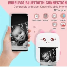 Resim Mini Yazıcı Taşınabilir,Mobil Fotoğraf Yazıcısı,Taşınabilir Mini Fotoğraf Yazıcısı,Kablosuz Fotoğraf Yazıcısı, Termal Yazıcı, Akıllı Telefon Bluetooth Yazıcı (Pembe) 