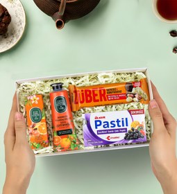 Resim Züber Meyve Bar 40gr & Eyüp Sabri Tuncer El ve Vücut Kremi &16ml Kolonya & Ülker Pastil Hediye Seti 