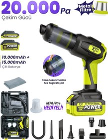 Resim 7go 7GAB-03 20.000PA Güçlü Emiş 25.000mAH Kablosuz Araç İçi Süpürge 