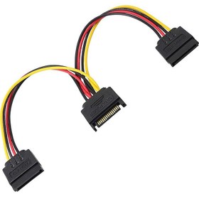 Resim sata 15 pin erkek to 2x Y sata power çoklayıcı uzatma kablosu 30 cm 