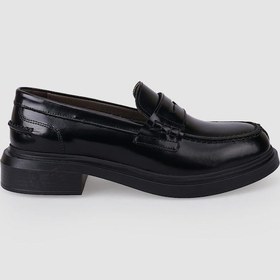 Resim Hakiki Deri Siyah Açma Kadın Loafer Siyah 