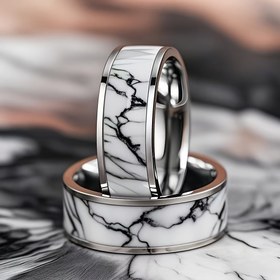 Resim 1 Erkekler için Moda Paslanmaz Çelik Yüzük, 8mm Mermer Desenli, Düğün Partisi Bandı için Rahat Stil 