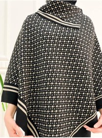 Resim 02Lady Fashion Kadın Puantiye Desenli Üçgen Panço 
