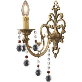 Resim Beyza Tekli Eskitme Kristal Taşlı Duvar Lambası Yatak Odası-Yatak Başı-Salon için Aplik 3055-01-FR Eskitme 