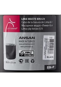Resim M-e06-06-p Lima Çöp Kovası, Krom Dekorlu, Siyah, Standart Siyah 
