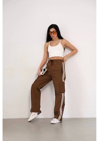 Resim Praşut Kumaş Kargo Çeplı Baggy Esofman - Kahve Kahve 