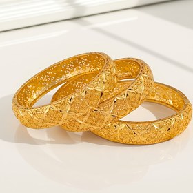 Resim 3 adet Altın Açık Bilezik Bilezik - Zarif ve Lüks Tarz, Klasik Şarmlı Olmayan Modern Moda Anlayışını Özellikle Barındıran, Günlük Giyim ve Hediye Verme İçin Uygun, Bakır Malzeme, Tüm Mevsimler İçin Uygun, Şenlikli Takı|Zarif Açık Bilezik Bilezik|Kabartmalı Tasarım 