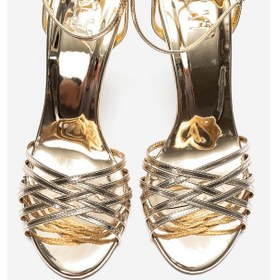 Resim Luvishoes Lorıon Altın İnce Bantlı Kadın Topuklu Ayakkabı 