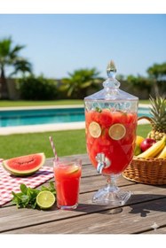 Resim Viyalente Aisha 4.5 LT Musluklu Cam Sebil Şerbetlik Parti Damacanası Meşrubatlık 