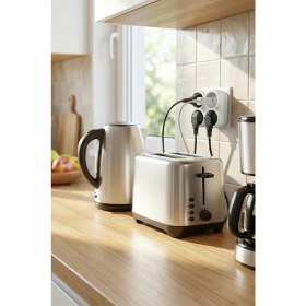 Resim 4'lü Topraklı Golyat Fiş Priz 