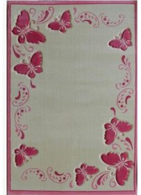 Resim Tarz Antialerjik Çocuk Halısı 508Pembe Kelebek 120X180 Cm Çok Renkli 