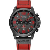 Resim Curren/karien 8314 Erkek Saati Spor Altı Pimli Kuvars Saat Takvim Erkek Saati Su Geçirmez Kemer Saati Blackshellred Titanyum 