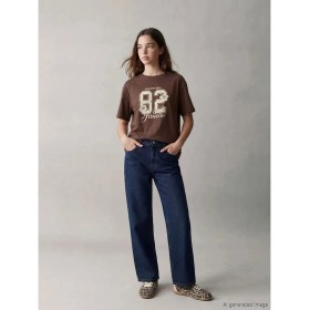 Resim LC Waikiki Lcw Kids Indigo Wideleg Taşlı Kız Çocuk Jean Pantolon 