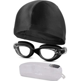 Resim 2li Set Boneli Yetişkin Yüzücü Gözlüğü Geniş Açı Su Geçirmez Yüzme Havuz Deniz Gözlük Siyah 1020 Siyah 