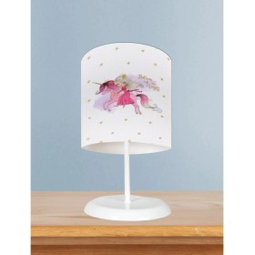 Resim Mekta Home Bebek ve Çocuk Odası Unicorn Üzerinde Prenses Kız Desenli Abajur 