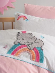 Resim Punch Nakışlı Bebek Nevresim Takımı Lucky Pembe 57 Tel %100 Pamuk 