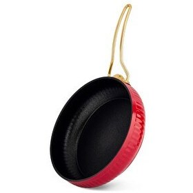 Resim Lines Altın Metal kulp Güveç Tava Kırmızı 26 CM 