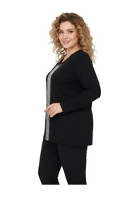 Resim Wearon Kadın Siyah V Yaka Taşlı Bluz Bgl-st05150 Siyah 