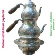 Resim DEKORANLA Balkon için şık bakır çaydanlık ve demlik seti, kalaylı, estetik ve kullanışlı 