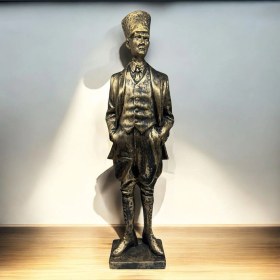 Resim Dekoratif Polyester Atatürk Heykeli 46 Cm Gold Eskitme 
