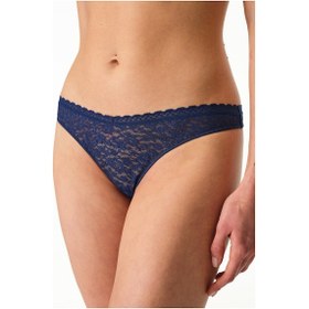Resim Penti Lacivert Easy Lace Dantel V Model Tanga Külot 