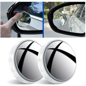 Resim Sones Çift Geri Vites Aynası Küçük Yuvarlak Ayna Hd Büyük Görünüm Vantuz Kör Nokta Aynası Beyaz 