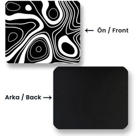 Resim Black And White Topography Map 22x18cm İlyuka Mini Boy Mousepad 