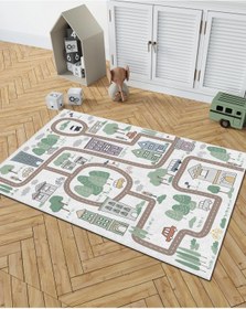 Resim PINKIE HOME Kaymaz Taban Makinede Yıkanabilir Leke Tutmaz Yol Desenli Oyun Halısı, Oyun Matı, Çocuk Halısı-35 