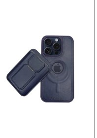 Resim Magnetic Luxury Case + Mıknatıslı Cüzdan Apple İphone S24 Lacivert Lacivert 