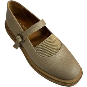 Resim Tufan Shoes Bej Deri Üst Kısmı Lastikli Babet 