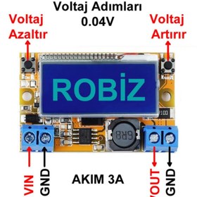 Resim Genel Markalar 3a Ayarlanabilir Voltaj Düşürücü Modül Ekranlı Ayarlı Güç Kaynağı 
