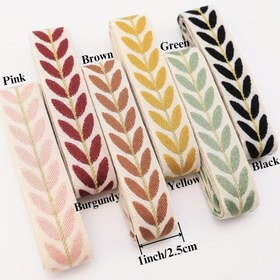 Resim Nakışlı Yaprak Nakışlı Trim Bandı Saten - Çok Renkli Seçenek Dekoratif Bandı Kumaş 0.91 metre Paket DIY Dikiş El Sanatları Çanta Kemer Giyim Dekorasyonu için 