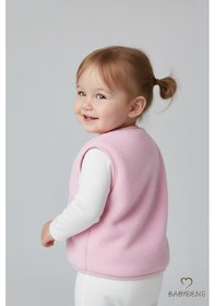 Resim Babyden's Welsoft Kız Bebek Çocuk Çıtçıtlı Yelek Yumuşak Dokulu,ayıcık Armalı,peluş Bebek Yeleği Pembe 
