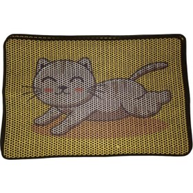 Resim Nanbell Büyük Elekli Çift Katlı Kedi Kumu Paspası 75x59 Cm Desenli No:8 
