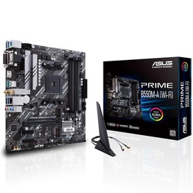 Resim ASUS PRIME B550M-A WIFI II AMD B550 AM4 DDR4 4866 HDMI DVI VGA ÇİFT M2 USB3.2 AX WİFİ + BT ARGB MATX PCIE 4.0 ECC RAM DESTEĞİ 