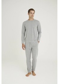 Resim Kocabey 9222 Erkek O.yaka Pijama Takım Gri Melanj 