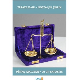 Resim Nostaljik Pirinç Terazi 20 Gr Hassas Tartım Aleti 1 Adet 