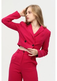 Resim Feminist Fuşya Astarlı Crop Blazer Ceket 0105118.12 Fuşya 