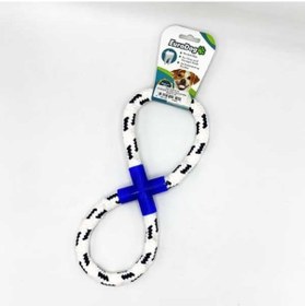 Resim Euro Dog Sekiz Şeklinde Diş Kaşıma İpi Köpek Oyuncağı Beyaz/mavi 