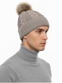 Resim STELLA VESTİNO Suni Kürklü Ponponlu Bere Unisex | Örgü Kışlık Erkek & Kadın Bere Modeli 