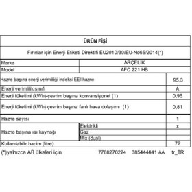 Resim Arçelik AFC 221 HB 72 LT Ankastre Fırın 