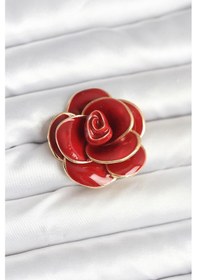 Resim Kırmızı Gül Model Broş Çok Renkli 