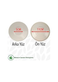 Resim 12'li Metal Çay Tabağı - Krem Krem 