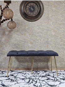 Resim Zafir Metal Gold Tel Ayaklı 100 Cm Puf Bench - Puf - Bench - Oturak - Mutfak Oturağı - Antre Oturağı Füme 